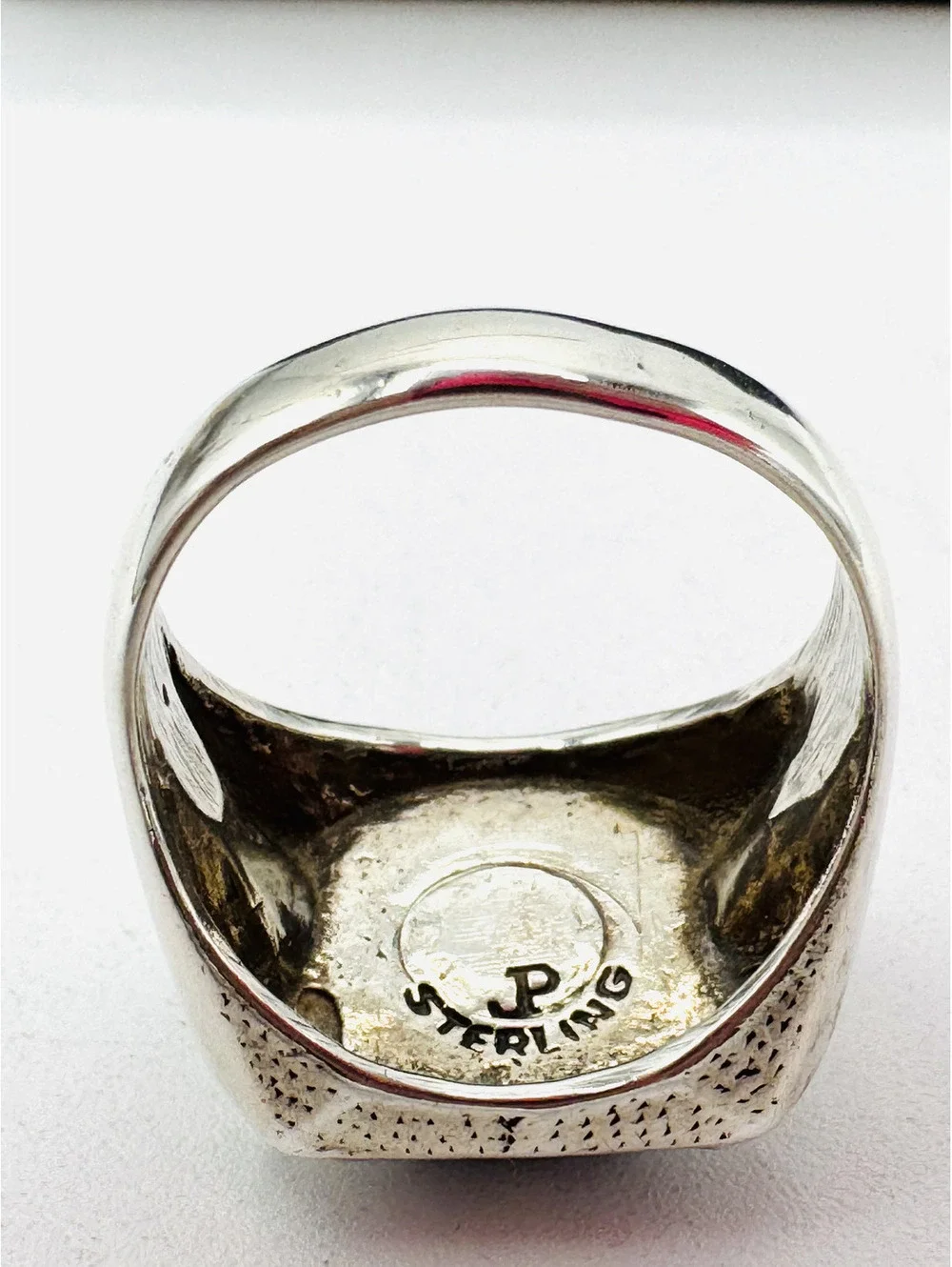Rare Santo Domingo Juan Pedro Garcia man's sterling silver hematite signet ring